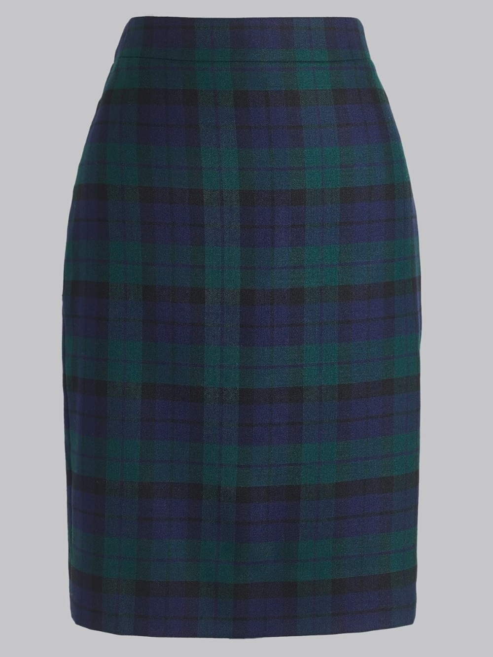 J. Crew Factory Green & Navy Tartan Plaid Wool Blend Pencil Skirt Size 14